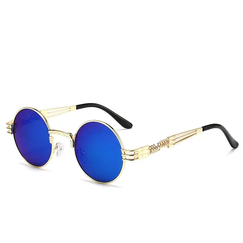 Lunettes de soleil homme rondes bleu