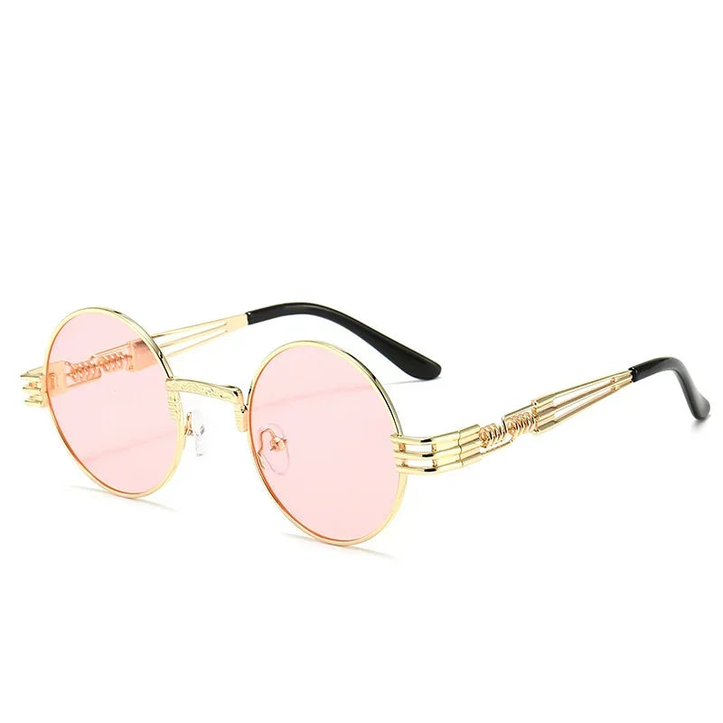 Lunettes de soleil homme rondes rose clair