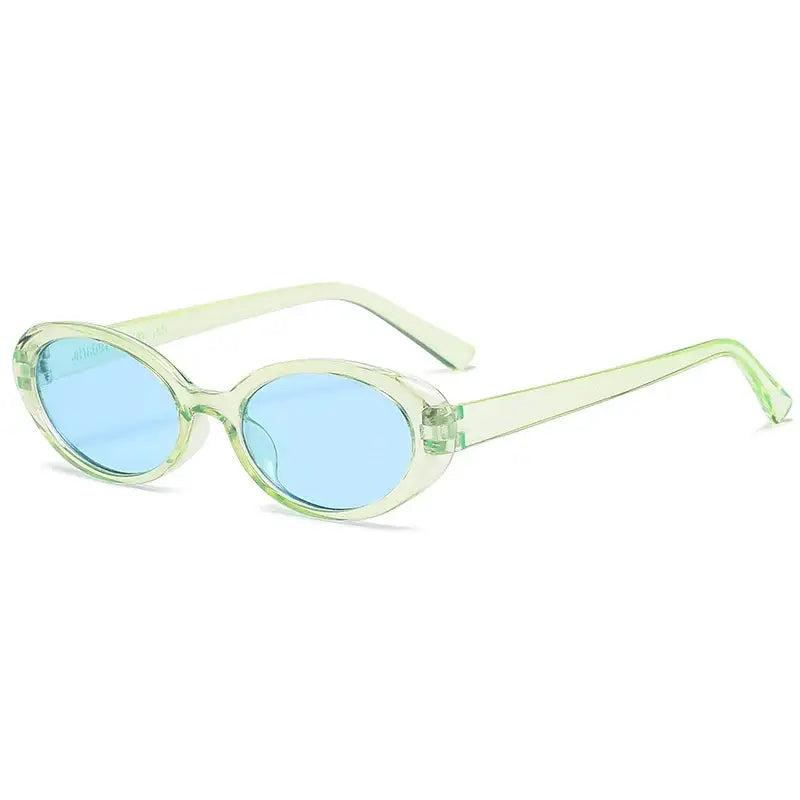 Lunettes de soleil ovales vintages bleu