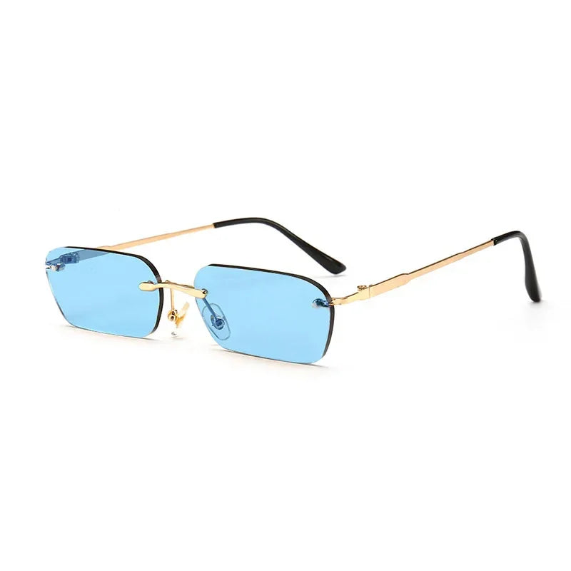 Lunettes de soleil transparentes or bleu
