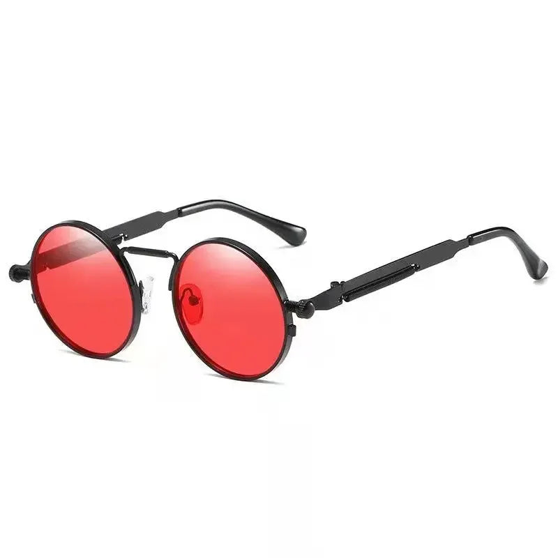 Lunettes ronde de soleil noir rouge