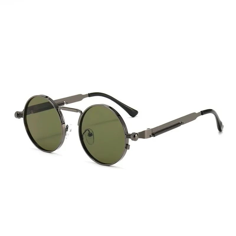 Lunettes ronde de soleil noir vert