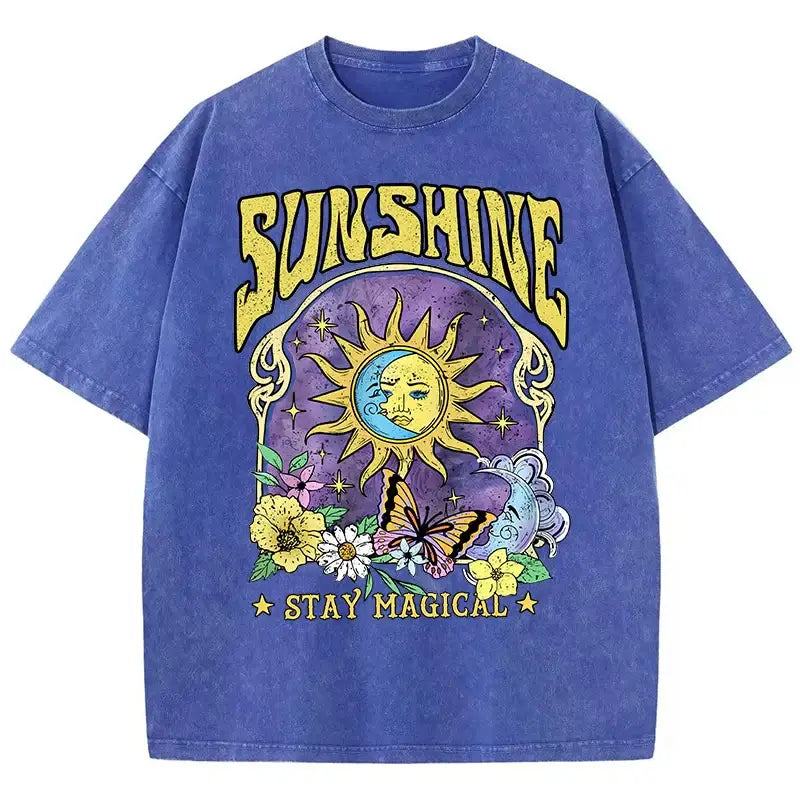 T - shirt délavé sunshine bleu / s