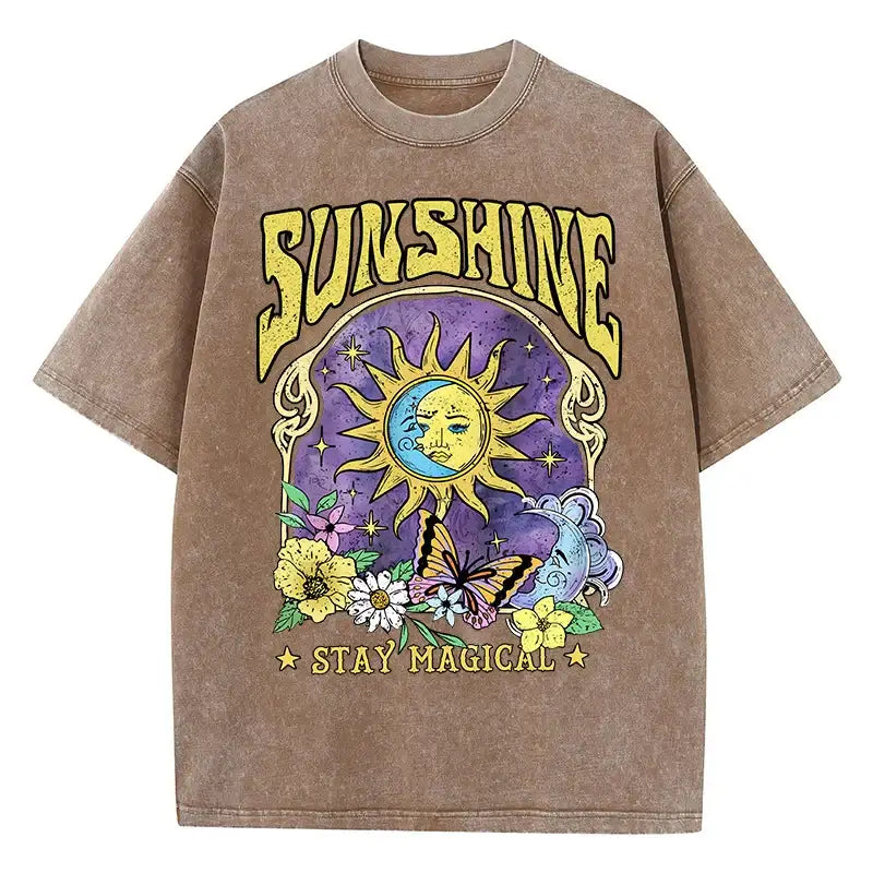 T - shirt délavé sunshine marron / s