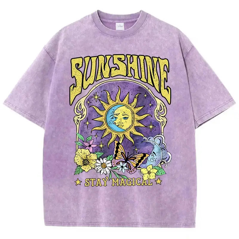 T - shirt délavé sunshine mauve / l