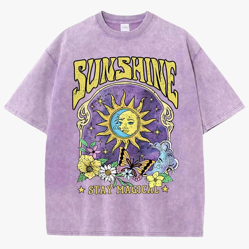T-shirt délavé sunshine mauve / s