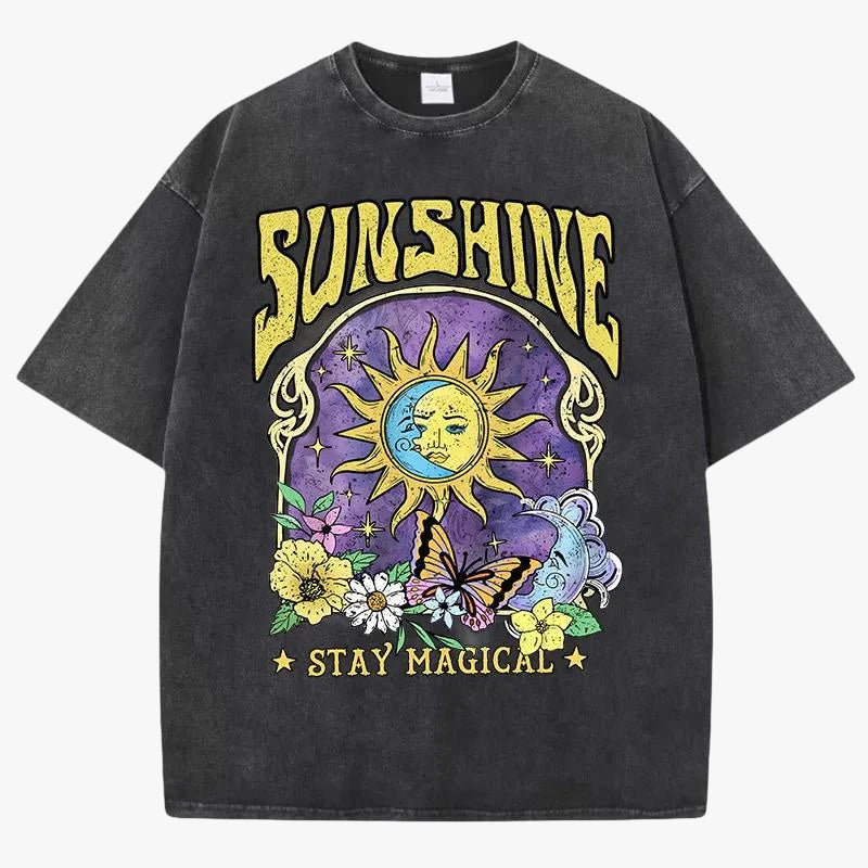 T-shirt délavé sunshine noir / s