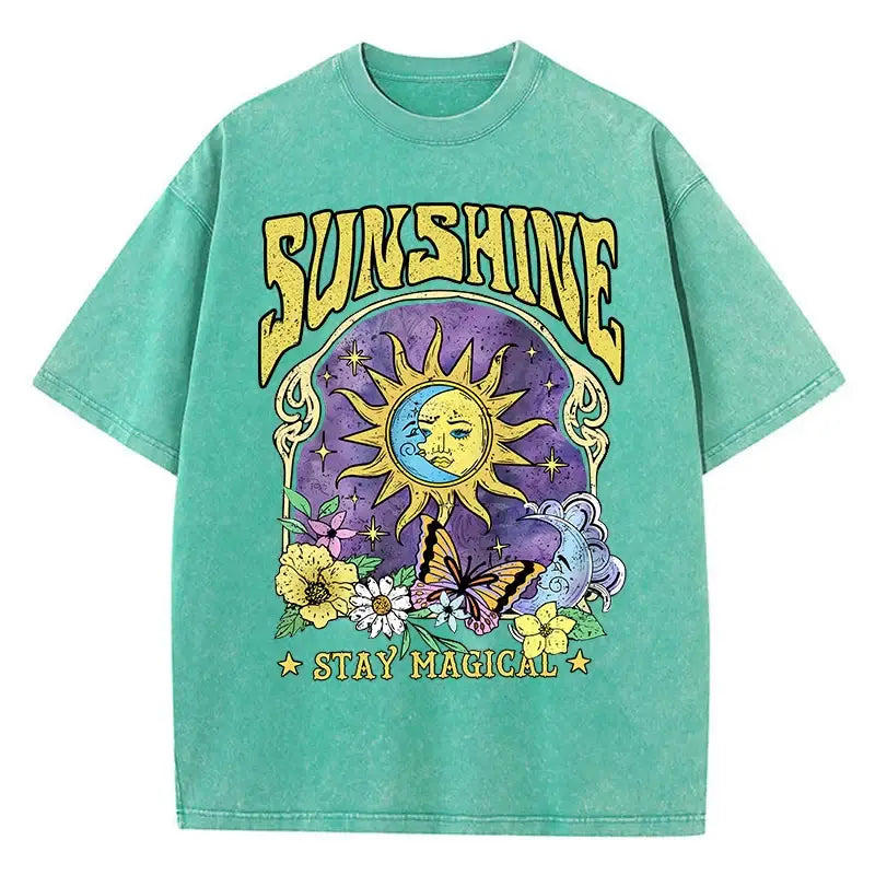 T - shirt délavé sunshine turquoise / s