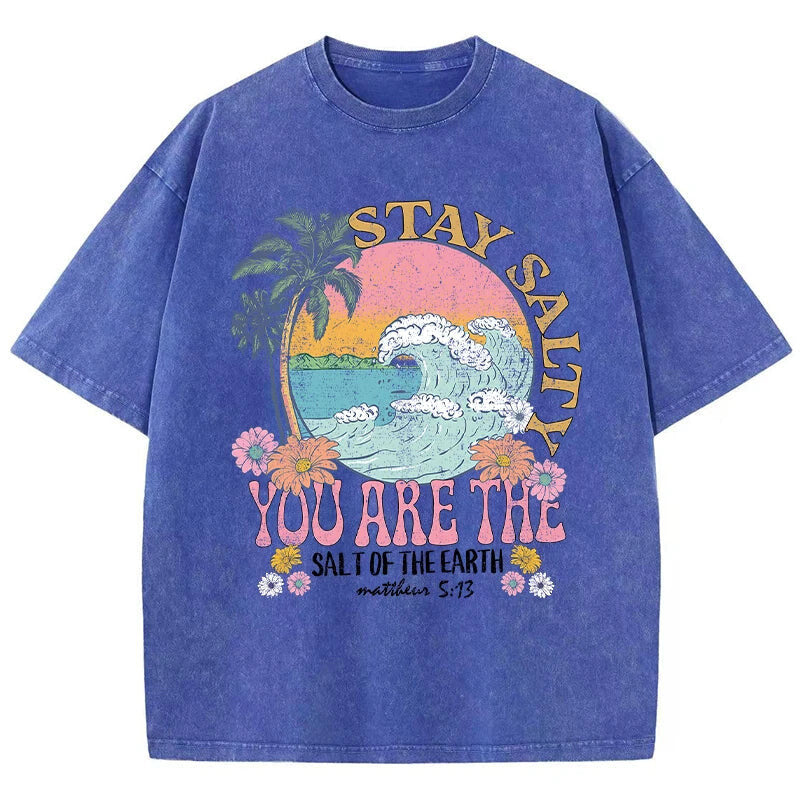 T-shirt stay salty bleu / xs
