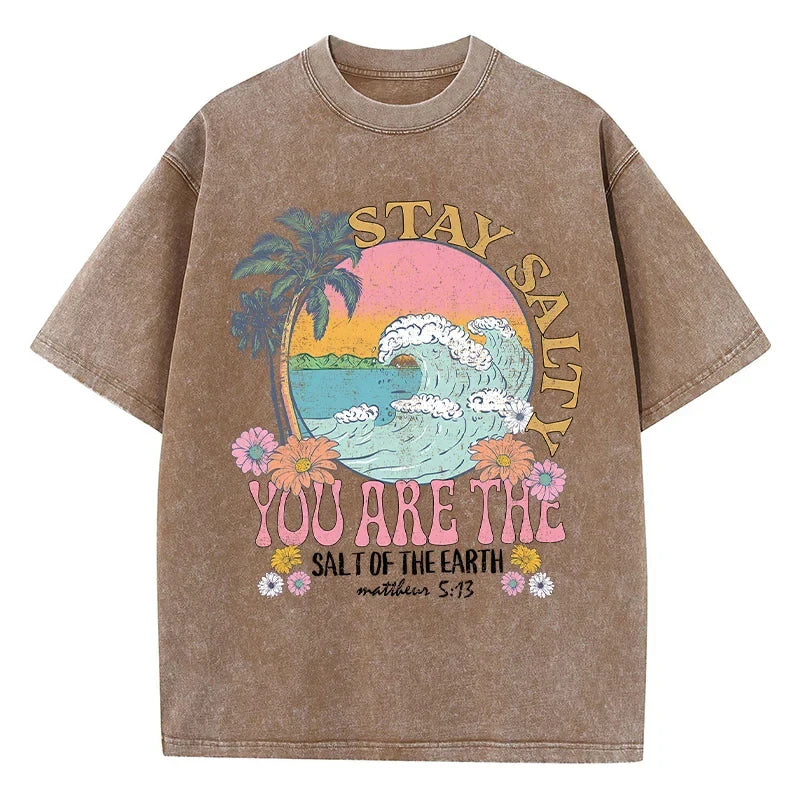 T-shirt stay salty marron / xs