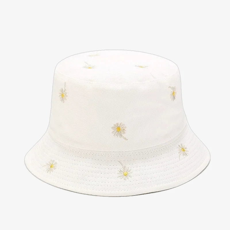 Chapeau bob à fleurs blanc