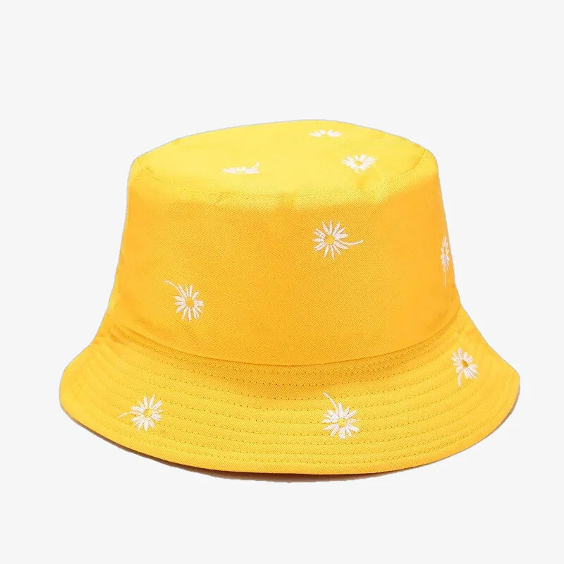 Chapeau bob à fleurs jaune