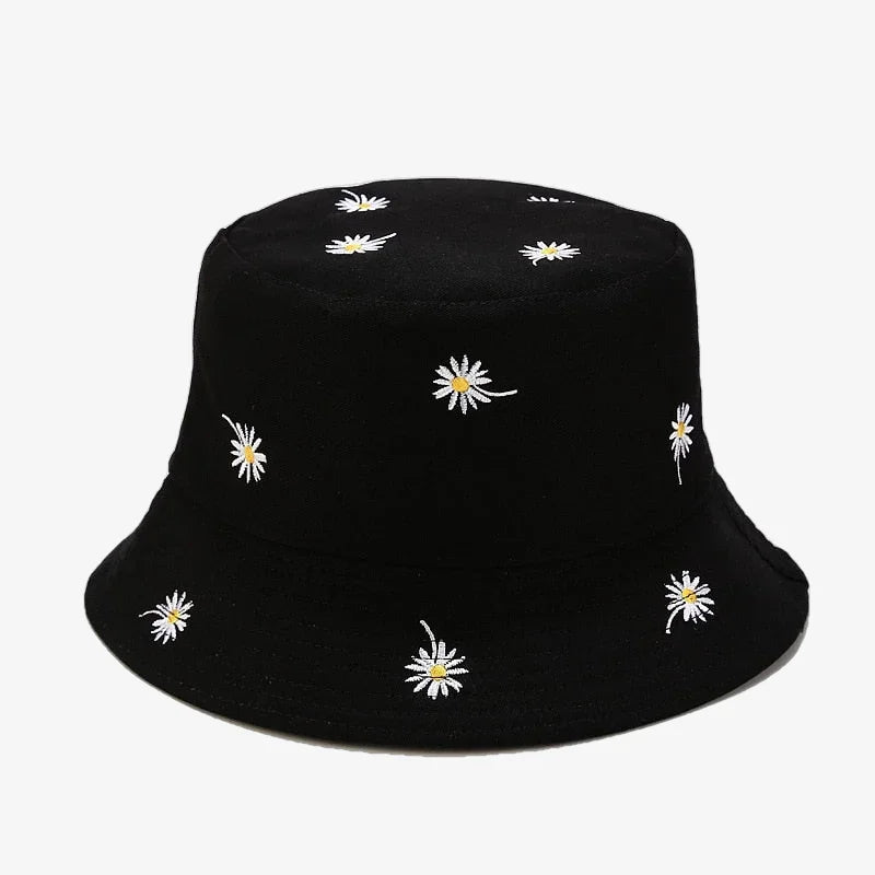 Chapeau bob à fleurs noir