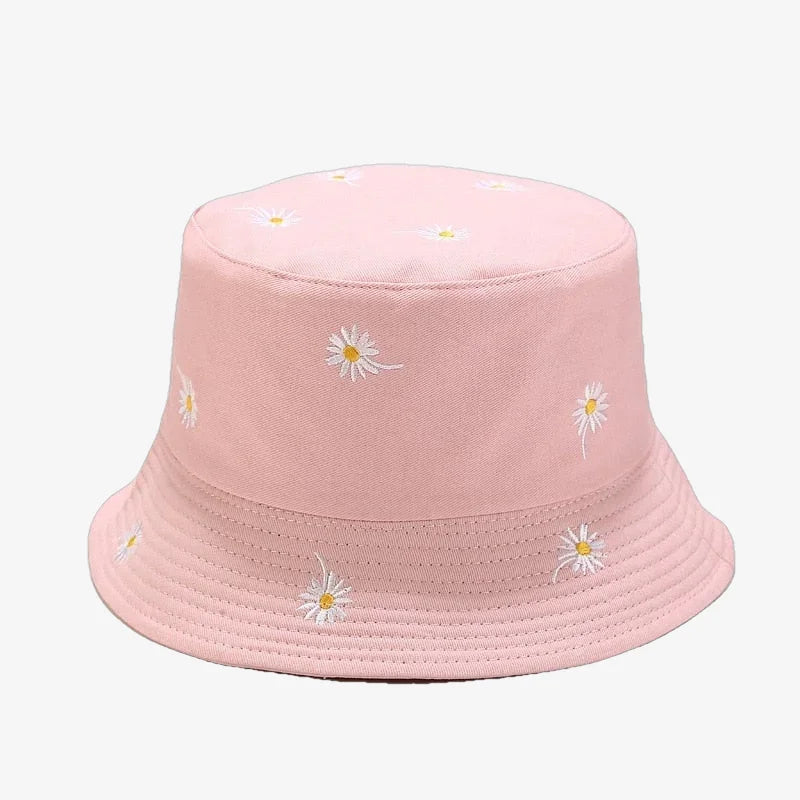 Chapeau bob à fleurs rose