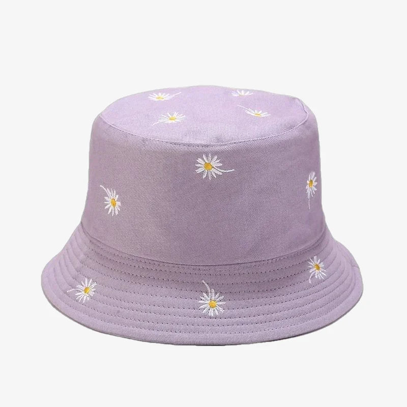 Chapeau bob à fleurs violet