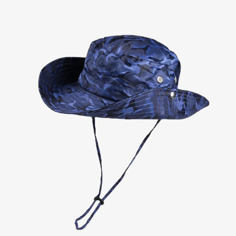 Chapeau bob camouflage militaire bleu