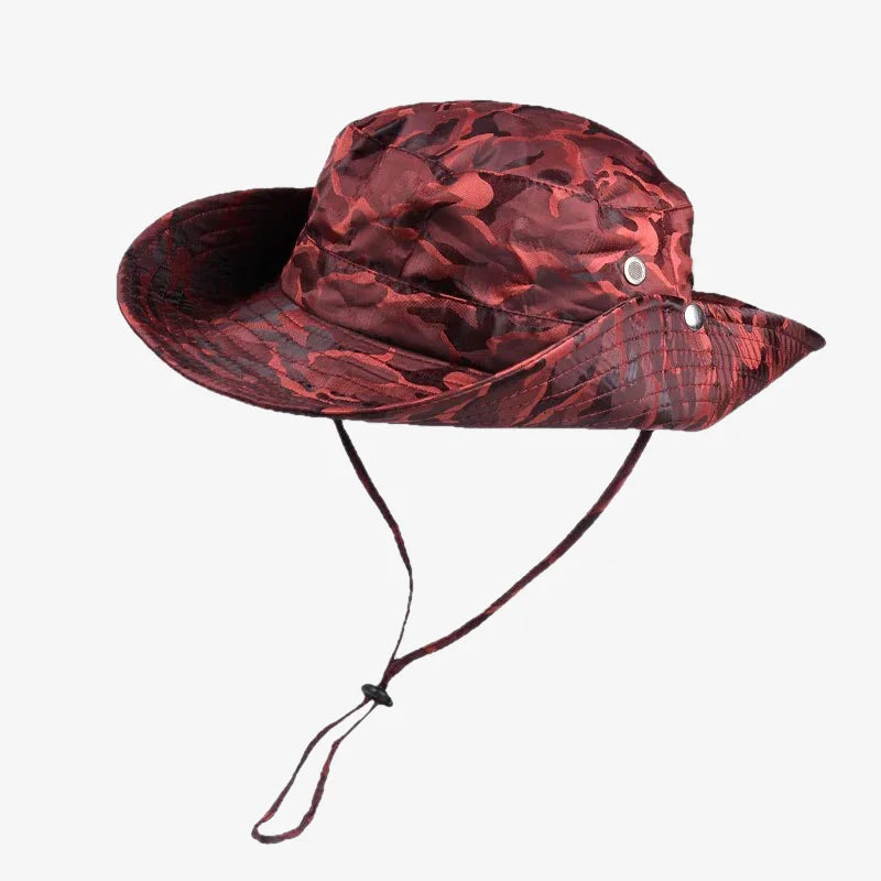 Chapeau bob camouflage militaire rouge