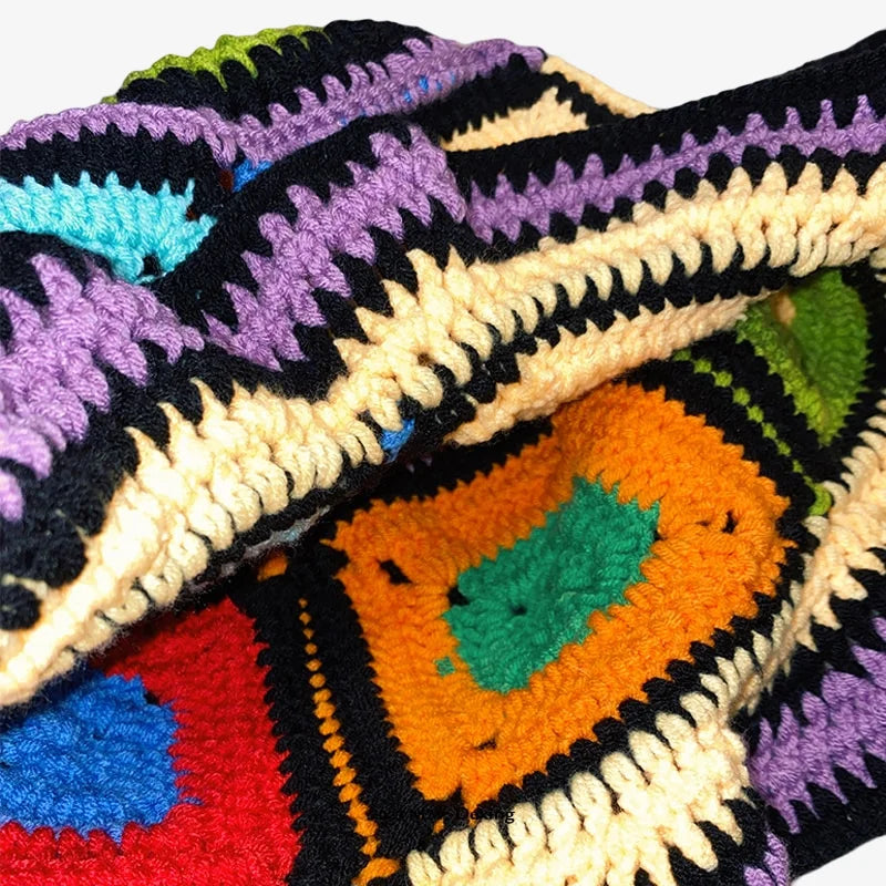 bob crochet patchwork coloré vu de l'interieur