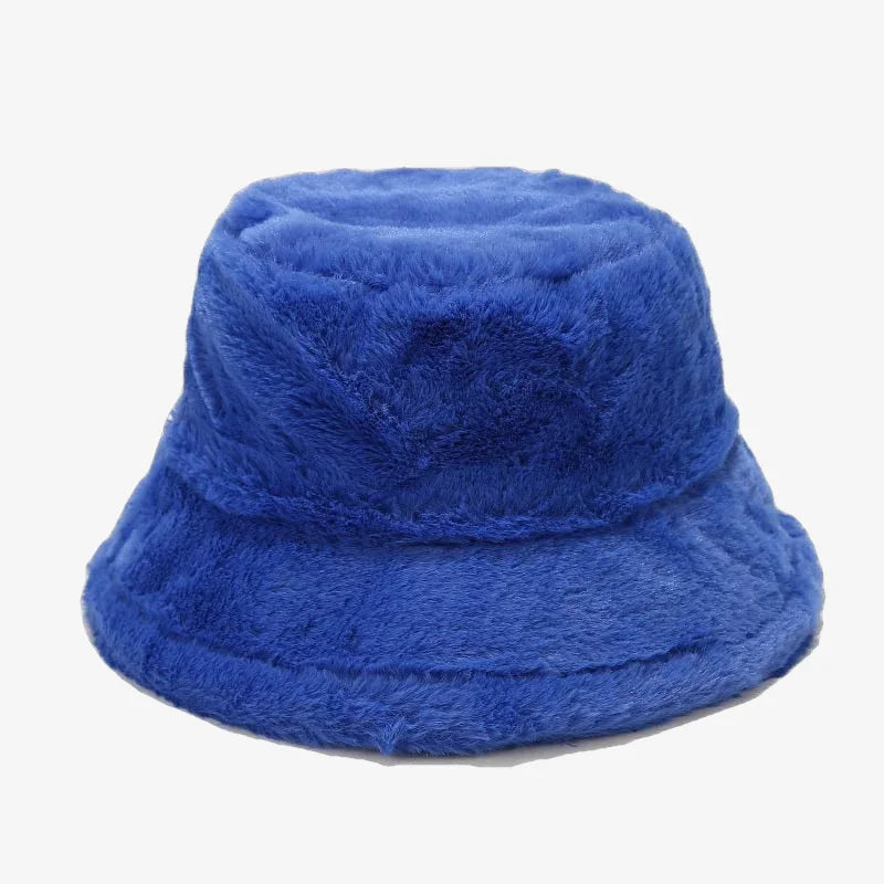 Chapeau bob fourrure bleu