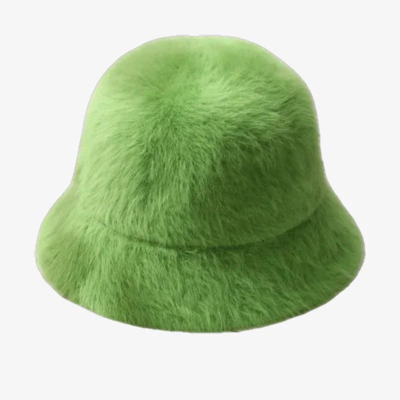 Chapeau bob fourrure femme vert