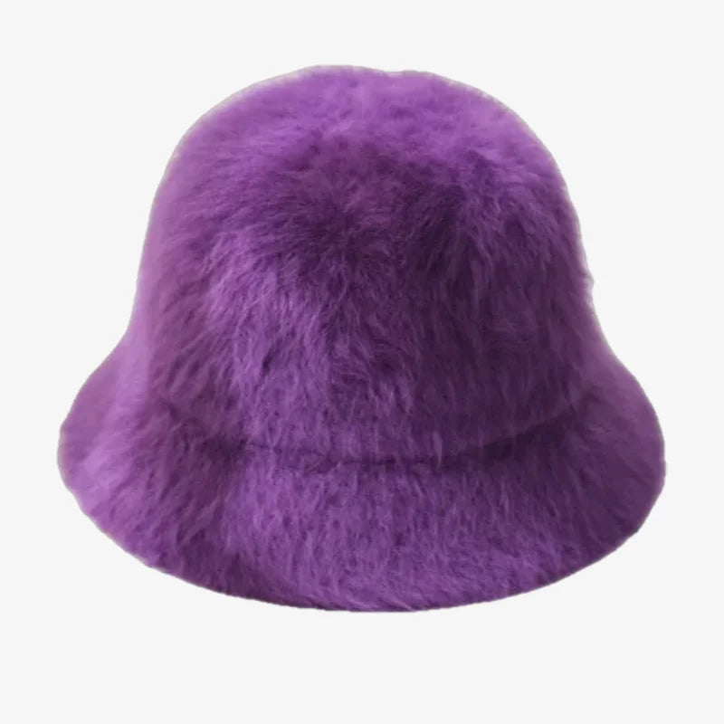 Chapeau bob fourrure femme violet