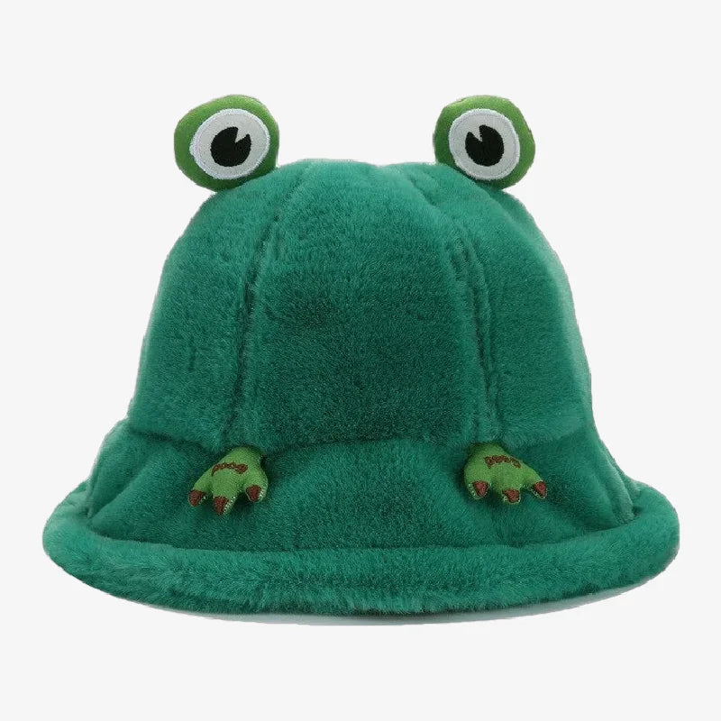 Chapeau bob grenouille fourrure vert