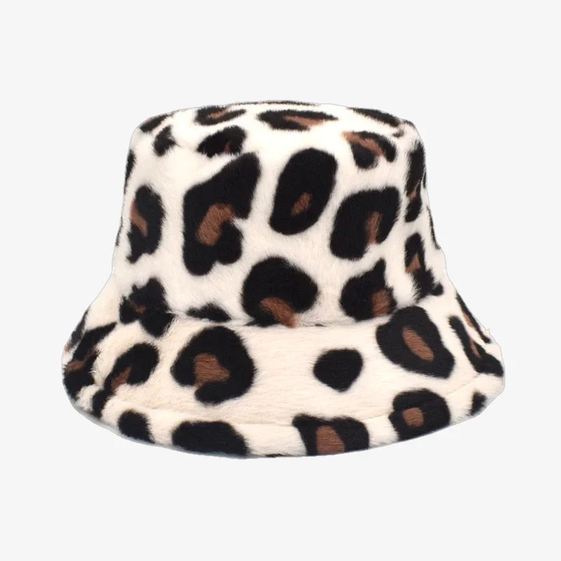 Chapeau bob imprimé léopard beige