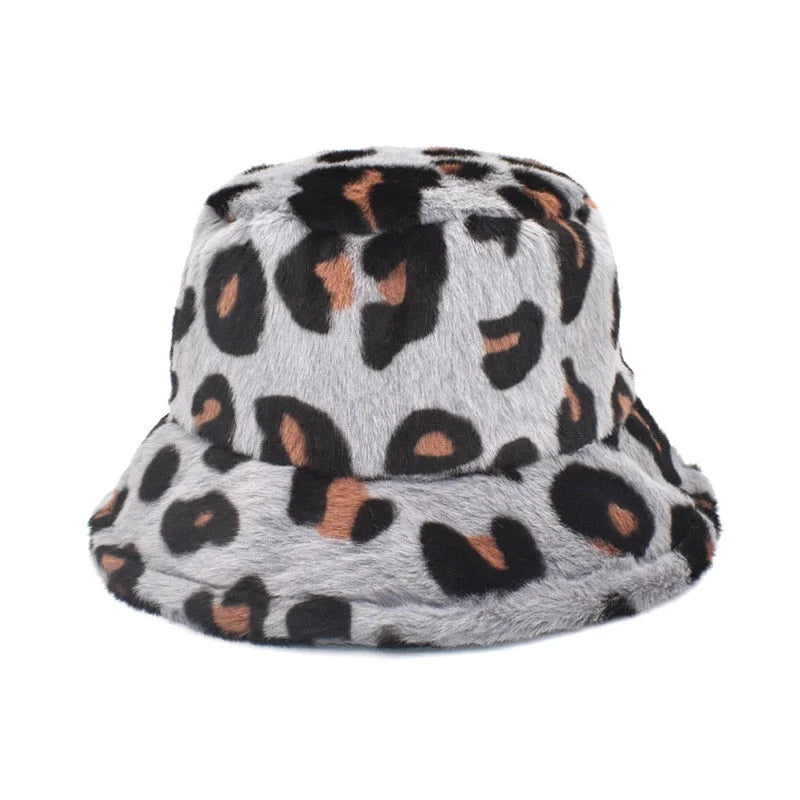 Chapeau bob imprimé léopard gris