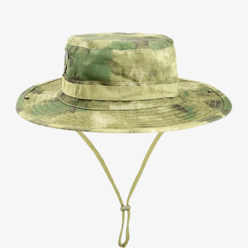Bob chapeau militaire américain avec une ficelle et un motif vert camouflage