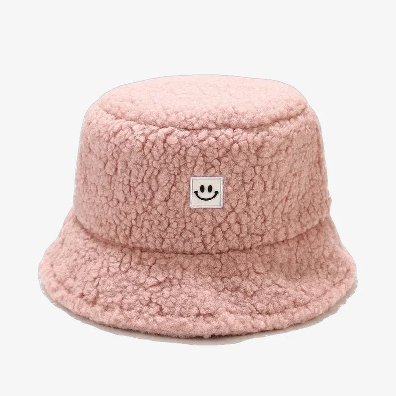 Chapeau bob mouton smiley rose