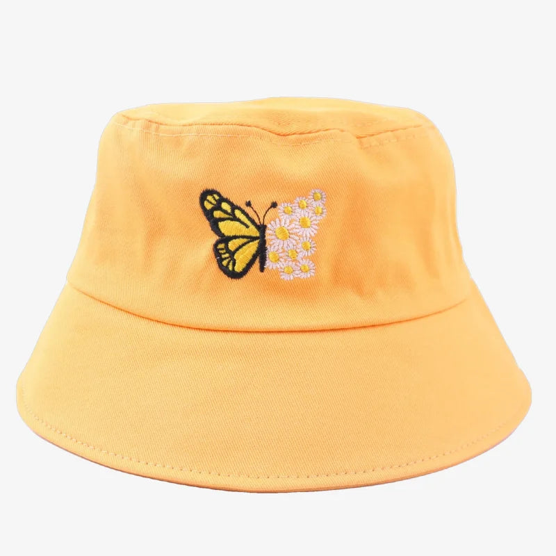 Chapeau bob papillon jaune