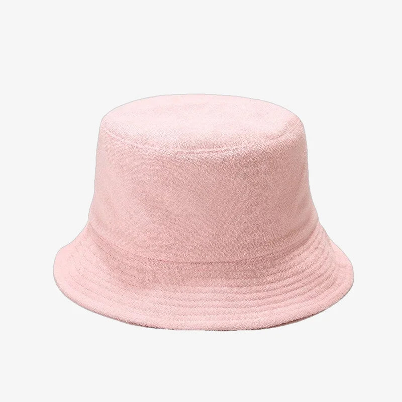 Chapeau bob tissu éponge rose