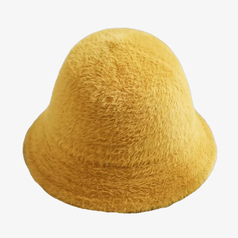 Chapeau chapeau bob femme hiver jaune