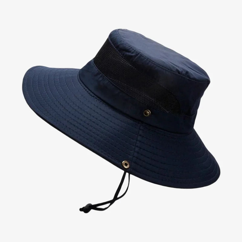 chapeau ficelle bob bleu foncé avec aération